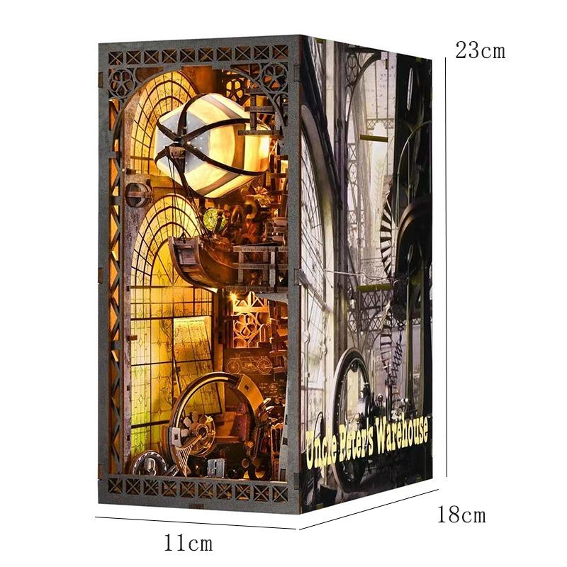 DIY Book Nook Kit Magic House Wooden 3D Puzzle Bookshelf Insert Decor Dollhouse Model Bookend Building Home Decoration Gifts