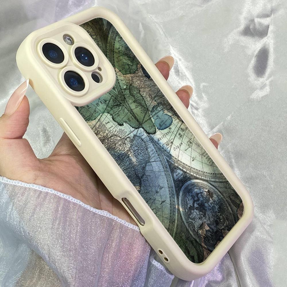 JT334 Map Vintage Premium Art for iPhone 17 16 15 14 13 Pro Max Samsung S26 S25 Ultra A17 A16 A07 A56 A15 Xiaomi 15T Redmi 15c Note 14 13 Soft Case