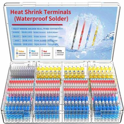 Solder Ring Heat Shrink Pressure Free Tube, Waterproof Solder Seal Electrical Butt Connector Wire Cable Gland Terminal Kit