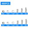 480-Piece 304 Stainless Steel Bolt & Nut Set, M4 M5 Hex Flange Hardware Kit with Washers - Rust-Resistant DIY Assortment