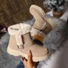 Comfort Thick Bottom Non Slip Furry Snow Boots Women Winter Fluffy Fur Chunky Platform Suede Ankle Boots Warm Plush Shoes