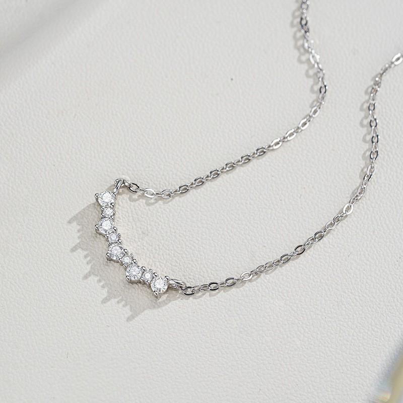 Sterling Geometric Pendant Necklace Women With Moissanite Stones Elegant Evening Jewelry 925 Sterling Silver