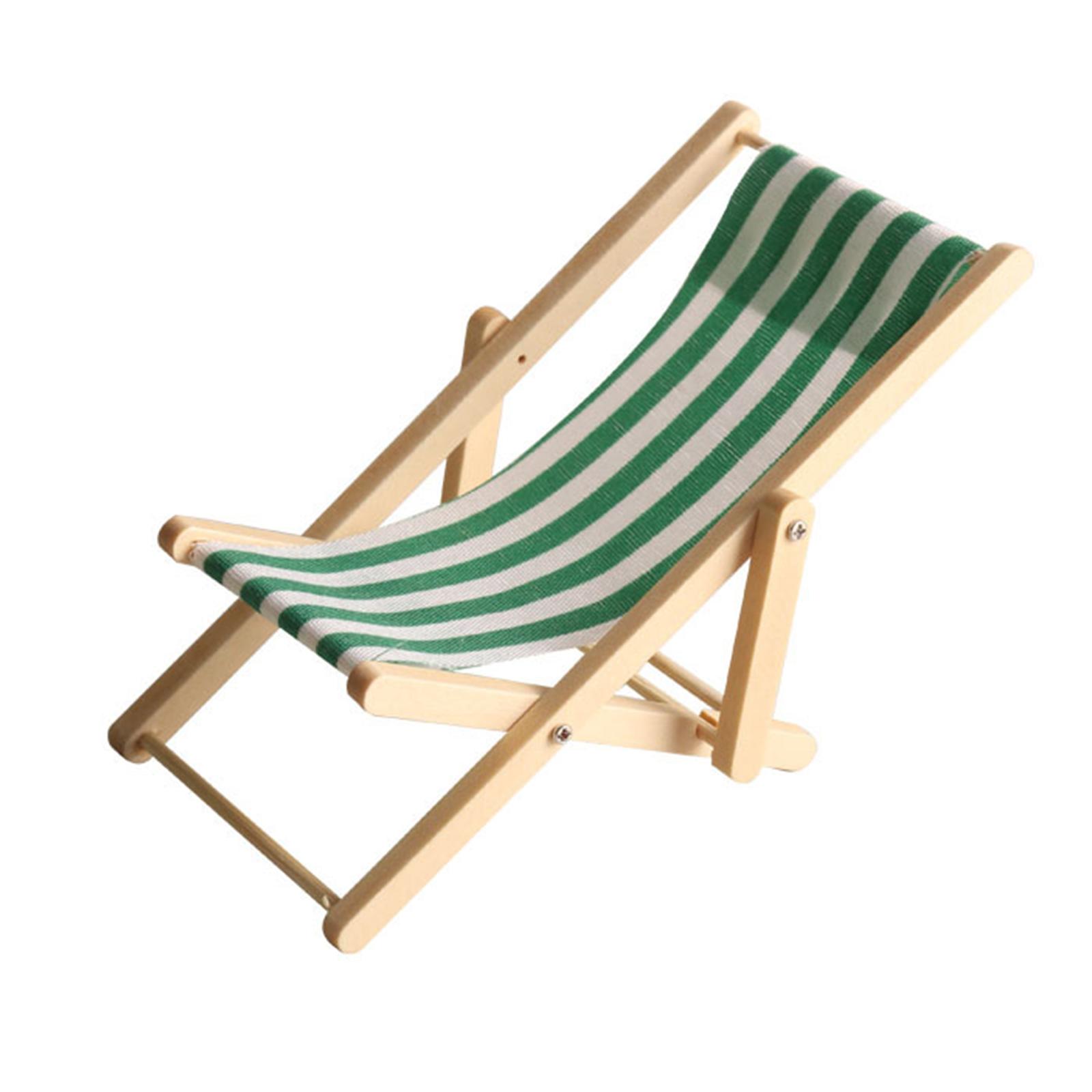 Educational Doll House Beach Chair Miniatures Wood Lounger Toy Pretend Play Realistic Model Deck Chair Model Mini Size