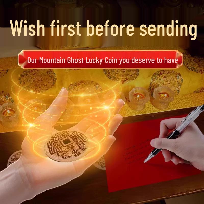 Natural Lightning-Struck Peach Wood Ghost Coin Pendant Necklace with Bagua Charm for Safety