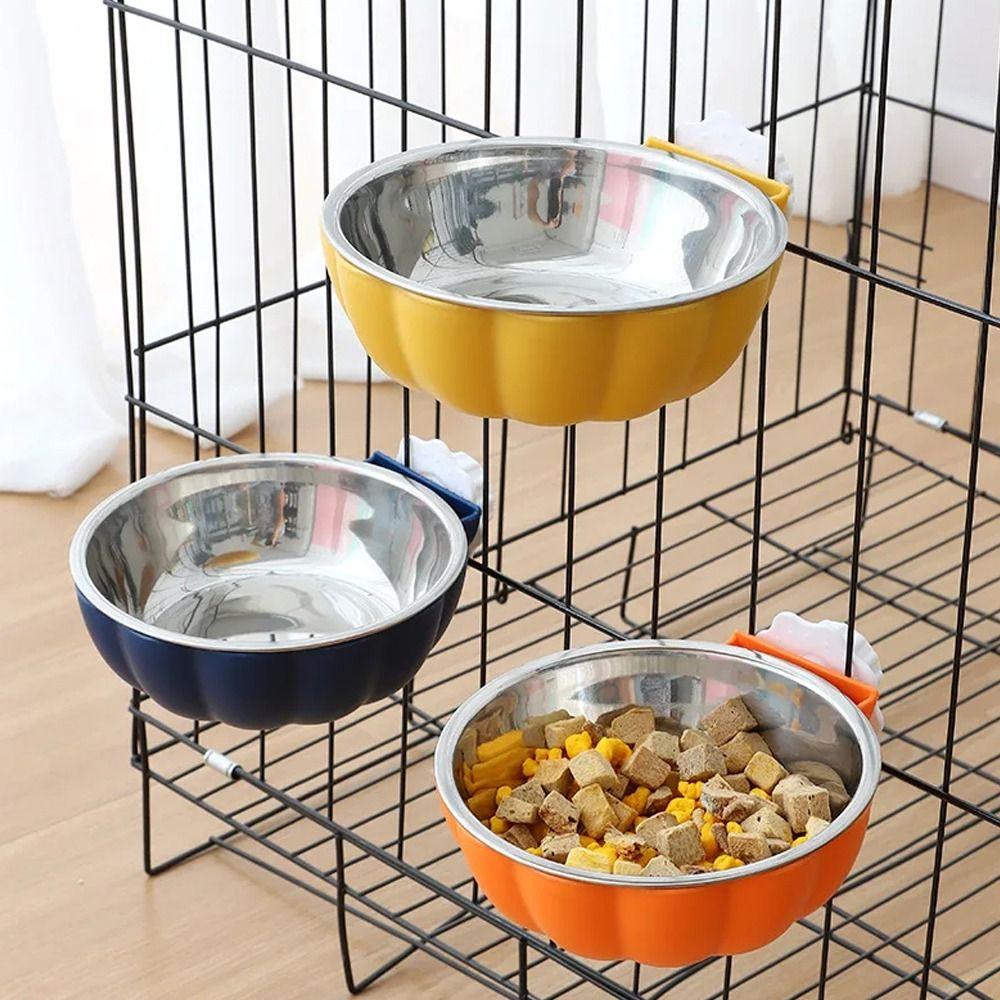 Stainless Steel Pet Cage Bowl Hanging Design Pet Feeding Bowl Pet Food Dispenser Bowls Water