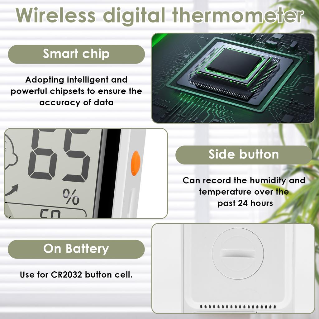Digital Thermometer Hygrometer Measure High Precision Indoor Room Large Screen LCD Monitor Weather Station Outdoor