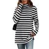 Women's Fashion Casual Striped High Neck Loose Long Sleeve Casual Pullover Top