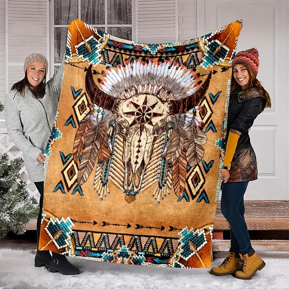 Native American Style Fuzzy Blanket , Warm and comfortable throw blanket sofa bed sofa camping trip, the best gift.