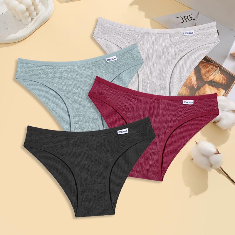 4Pcs Cotton Striped Underwear Women's V Waist Panties Sexy Breathable Plus Size Briefs Ladies Low Waist Comfort Lingerie M-XXL