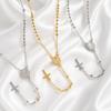 Women Vintage Rosary Necklace, Stainless Steel Virgin Mary Medal Cross Beaded Chain Fashion Jewelry