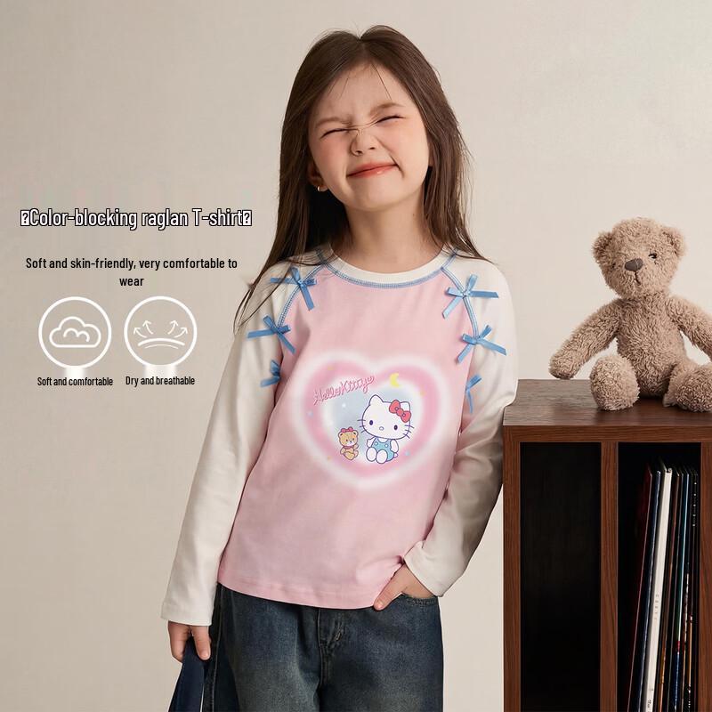 Hello Kitty Girls  Butterfly Raglan Long Sleeve T-Shirt 130
