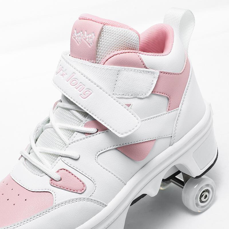 Roller Skates 6-15 Years Old Four-wheel Deformation Can Walk Can Skate Skates Girl Runaway Shoes