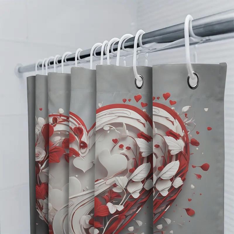 3D Floral Heart Shower Curtain | Romantic and Elegant Bathroom Decor