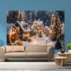 1 piece, comfortable Christmas village snow scenery background - vibrant winter miracle, holiday party decoration