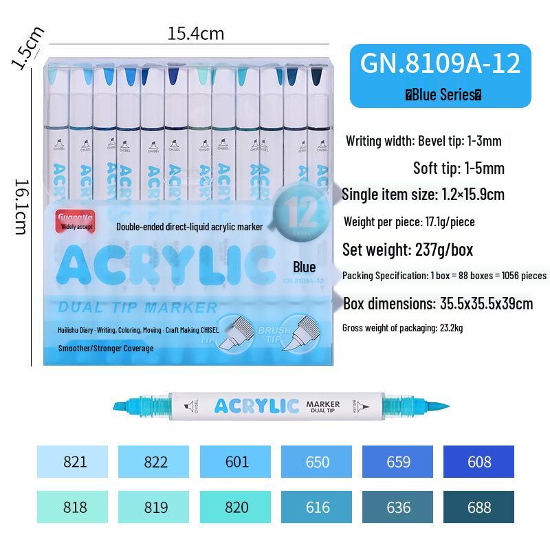 Guangna 8109 Stackable Double-ended Acrylic Marker Pens for DIY Doodling, Journaling, and Art