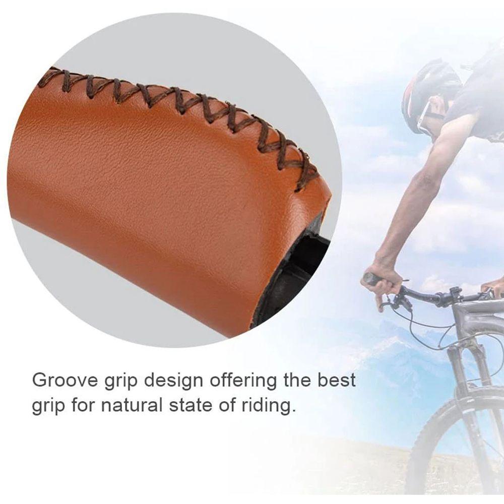 MTB Cuffs Lock Bar End Bike Grip Cover Bicycle Handle Grips Bike Cowhide Grips Bike Retro Grips