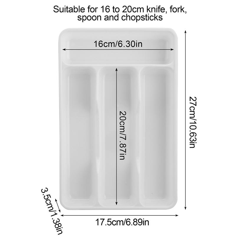 

Органайзер для столовых приборов, разделительная коробка для хранения, ящик для посуды, органайзер, экологически чистый полипропилен, кухонная ложка, нож, держатель подноса для столовых приборов 27x17.6x3.5cm&1-tier