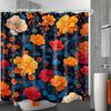 Bathroom Uses Vivid Colorful Flower 3D Shower Curtain, Luxury Bathtub Standard Shower Curtain, Waterproof and Bright Fabric Show