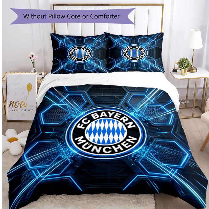 Set Lenzuola 3 Pezzi con Stampa Modello Bayern Monaco Morbido Delicato sulla Pelle Lavabile Copripiumino e Federe Set Tutte le Stagioni Camera da Letto