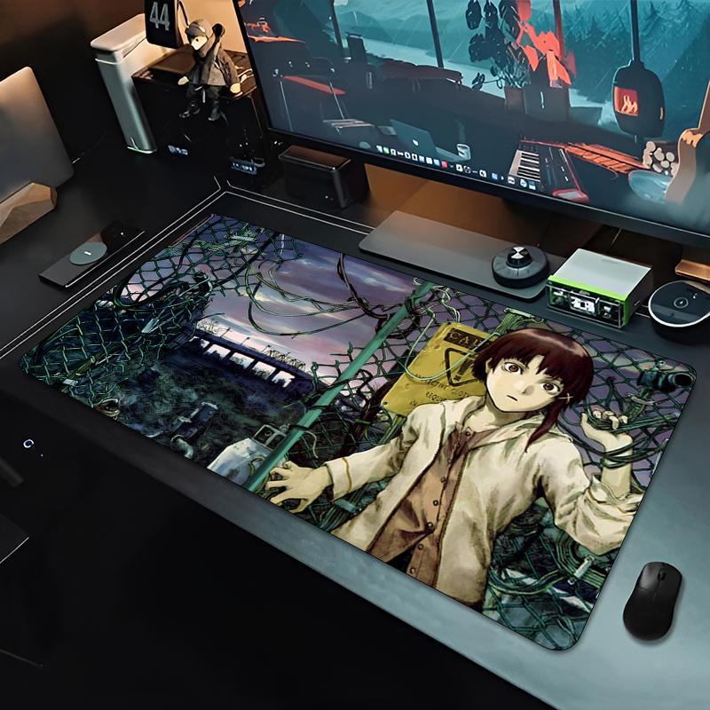 Anime Mauspads Gamer Computerzubehör Schreibtischunterlage x Serial Experiments Lain Gaming Büro Mauspads XXL Großer PC Teppich
