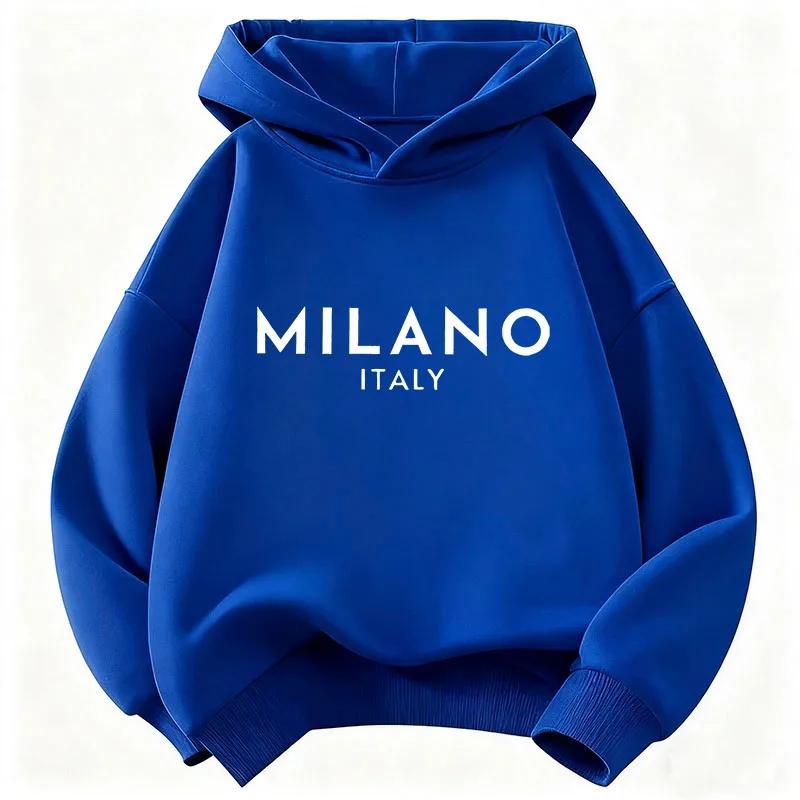 New Autumn/Winter Fashion Milanese Letter Print Children's Hoodie, Boys' and Girls' Christmas Gift, Casual Hip Hoodie Style