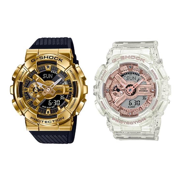 CASIO Unisex Pair Table Series Gold Watch GM-110G-1A9+GMA-S110SR-7AER