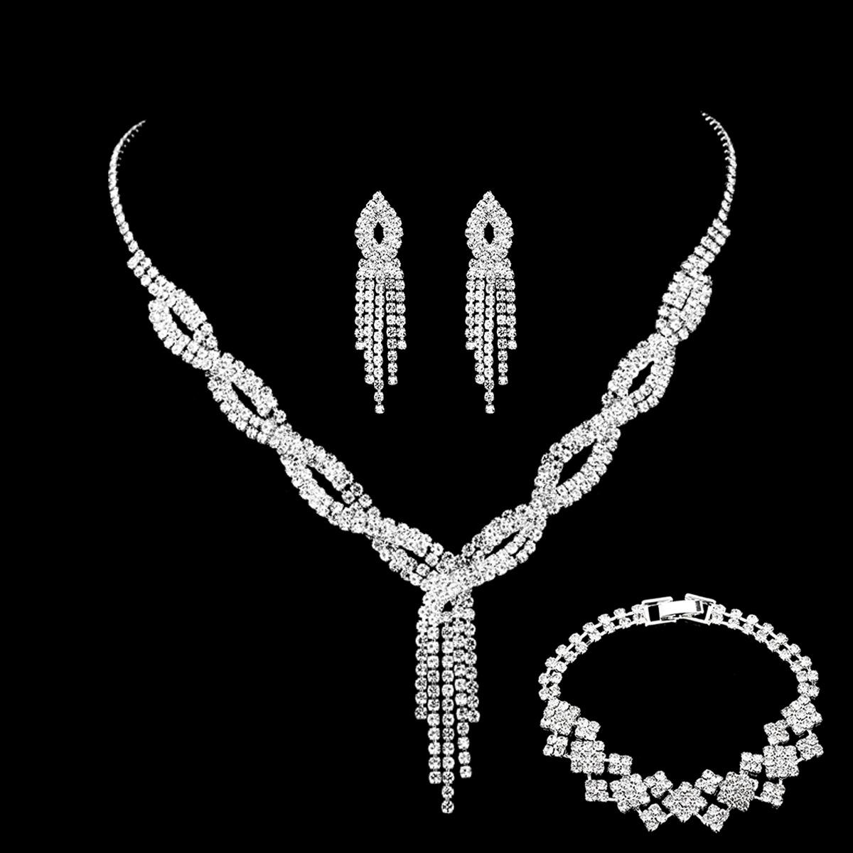 

Комплект украшений Серебряное женское ожерелье Свадебное ожерелье Фотоаксессуары Комплект ожерелья и сережек