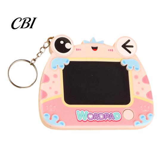 Wiederverwendbares Schreibblock Mini Zeichenbrett Schlüsselanhänger für Kinder, Cartoon Frosch mit Schlüsselring, Hängendes Kritzel Skizze Schultasche LCD Tablet Anhänger