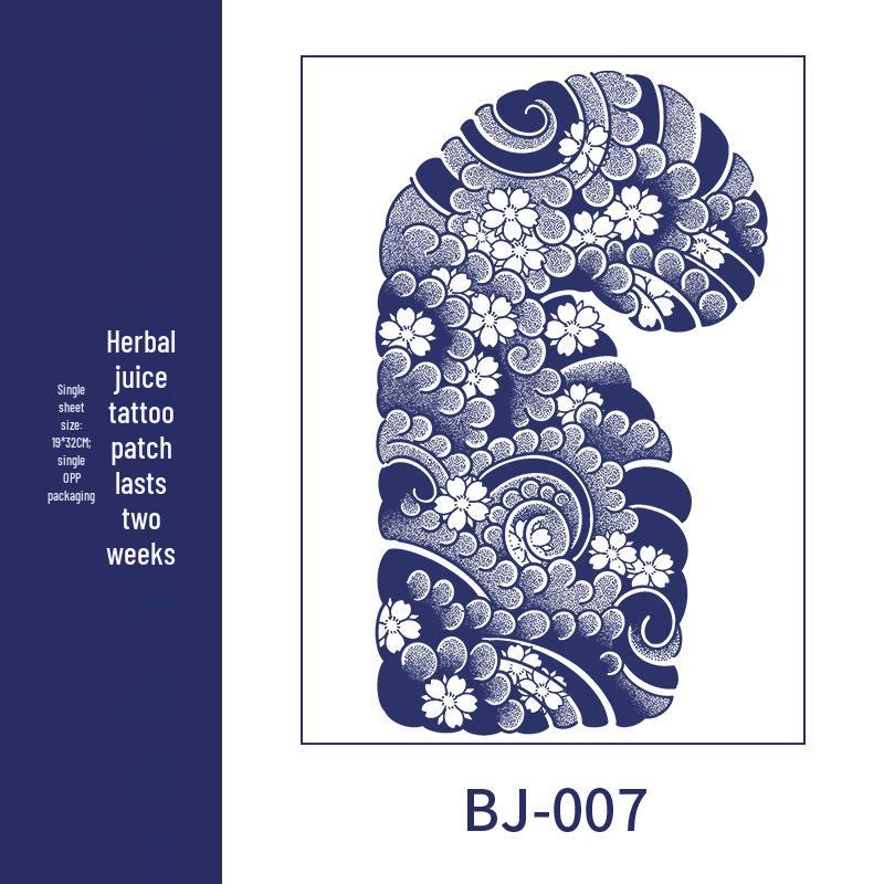Men's Semi-Permanent Herbal Waterproof Tattoo Stickers - Long-Lasting, Non-Reflective Full Arm Cover