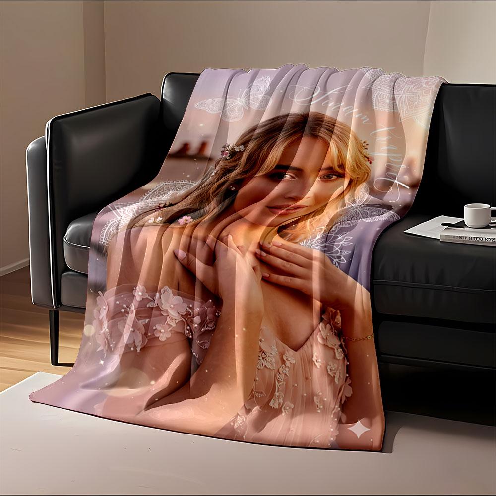 Elegant Woman with Floral Art for All Seasons Blanket Lunch Break Throw Gift