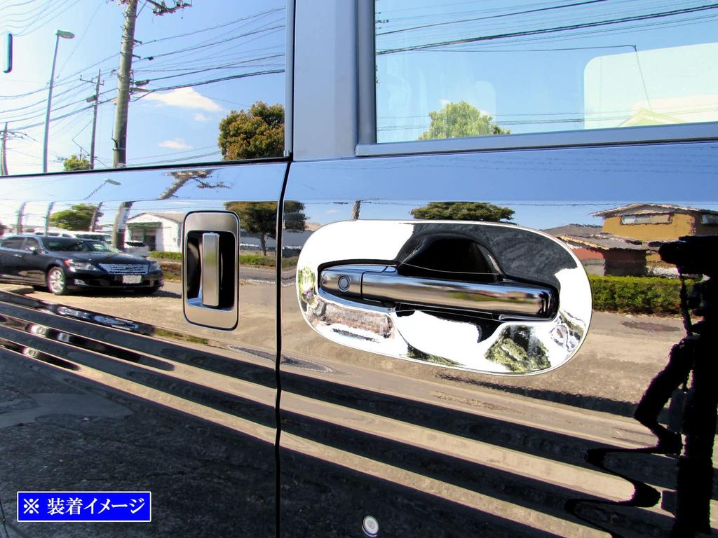 BRIGHTZ Finish Stainless Steel Door Handle Set with 2 N-VAN JJ1/JJ2 Ultra-Mirror Covers, Plated, 4-Piece [DHC-SARA-127] (Compatible JJ, J1, J2, 1,