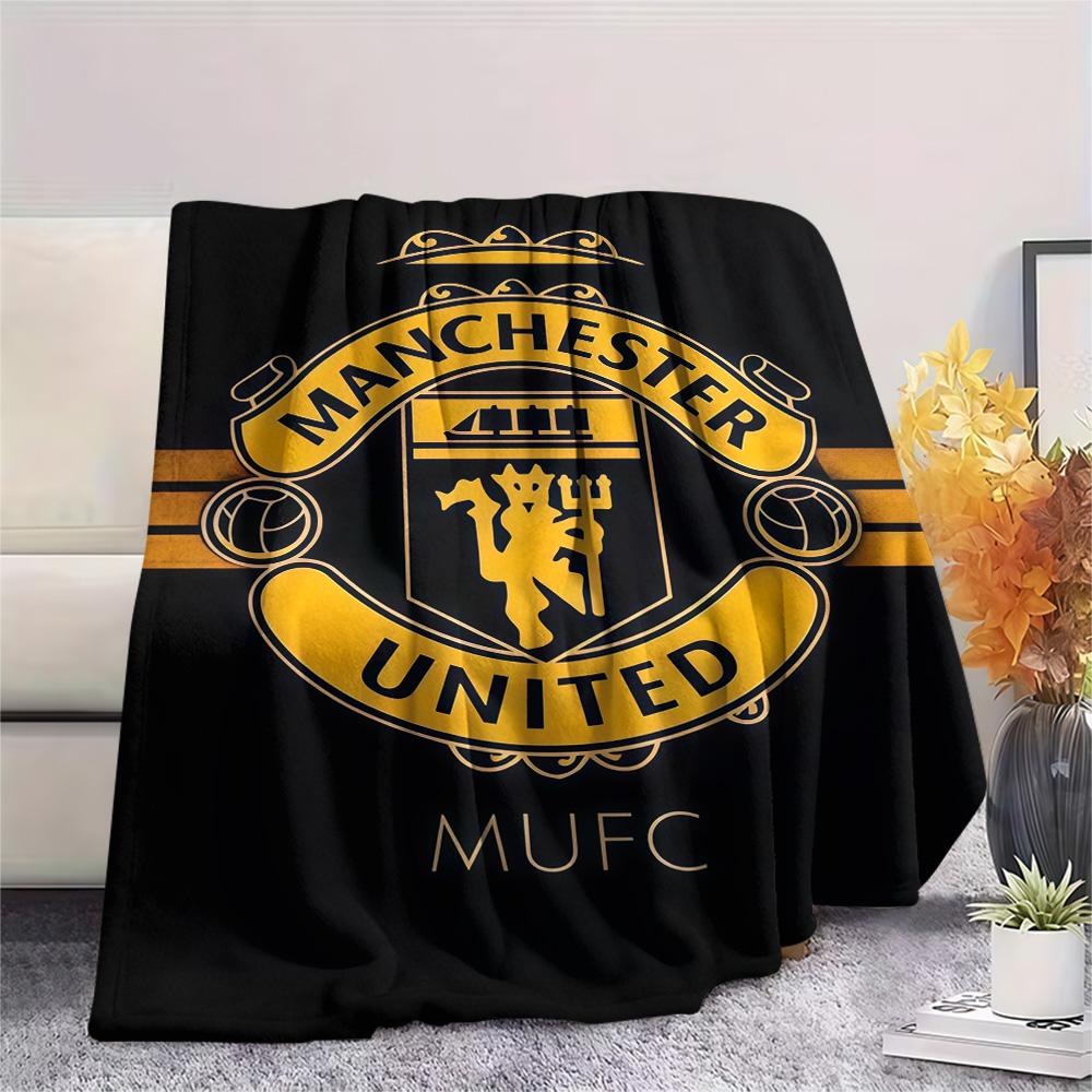Koc Flanelowy z Nadrukiem Man Utd, Wysokiej jakości, Wygodny na Wszystkie Pory Roku, Wystrój Domu, Ciepło i Komfort