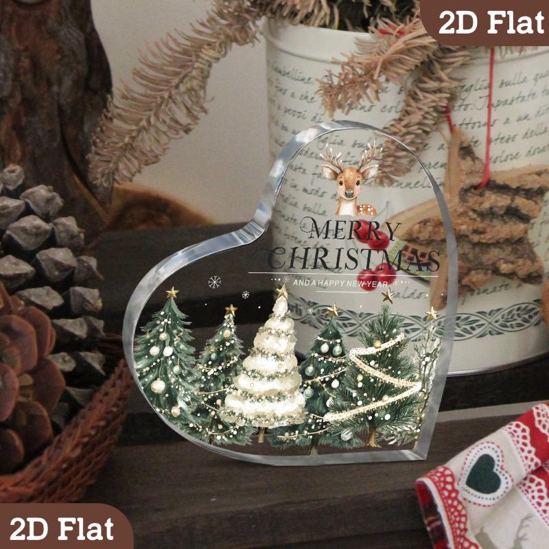 Decorazione da scrivania in acrilico a forma di cuore piatto 2D, stile classico, Buon Natale, Adatta per decorazione murale, Portico, Stanza, Villa, Accenti Casa, Corridoio