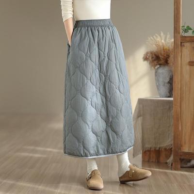Bomullsvadderad plus size Hög midja vintage Vår höst Vinter vardaglig lös lång för kvinna kjolar damkjol