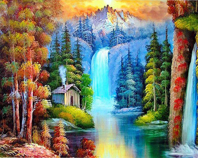 Full Drill Square Diamond Embroidery Housing Landscape Handicraft Diamond Painting Flower Animals Picture Of Rhinestone Home Decor