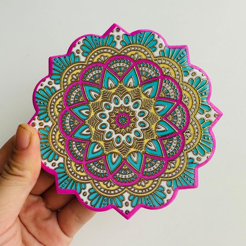 New Bronzing Bohemian National Style Creative Home Mandala Bronzing Process Retro Heat Insulation Placemat Coaster