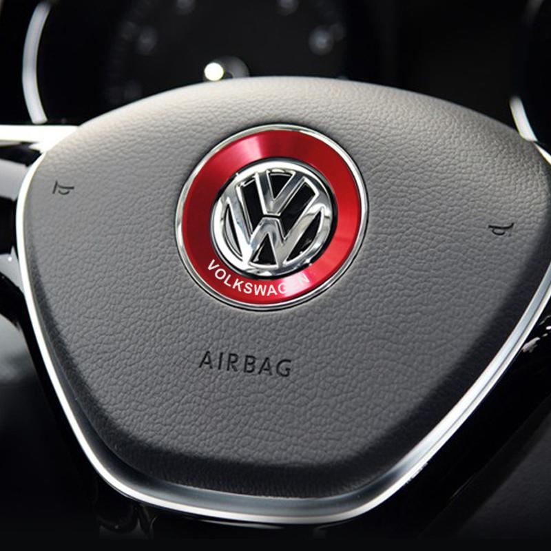2026 Hot For VW VOLKSWAGEN Car Aluminium Alloy Steering Wheel Logo Circle Trim Sticker For Volkswagen VW Golf Polo Jetta CADDY T