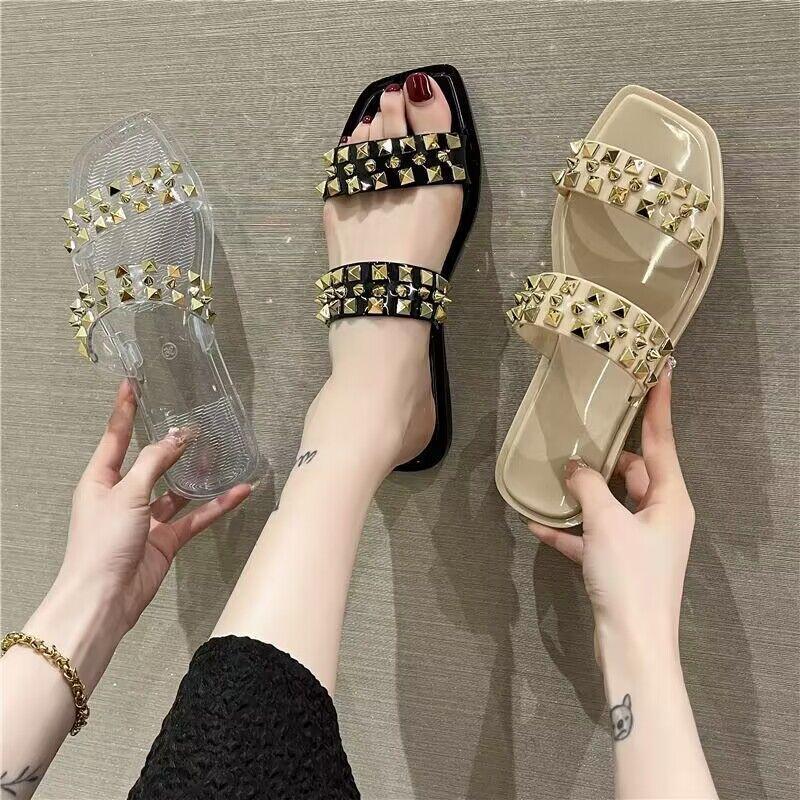 French temperament willow nails high sense women's cool slippers 2025 summer new wear versatile word with sandals women
