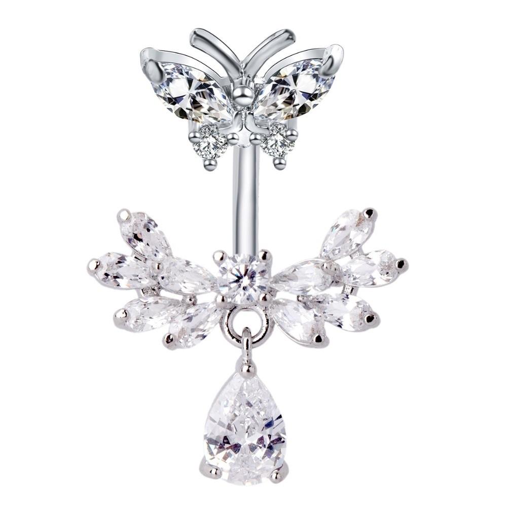 

Butterfly Design Wings Navel Piercing Curved Shape Navel Ring Beach Vacation Style C