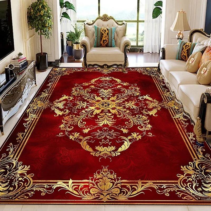 Luxurious Retro Rugs Living Room European Decoration Sofa Area Door Floot Mat Bedroom Cloakroom Soft Non-slip Carpet Home Decor