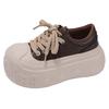 Korean version of platform muffin shoes women's 2025 autumn new big head shell head lace-up small man height increase casual board shoes