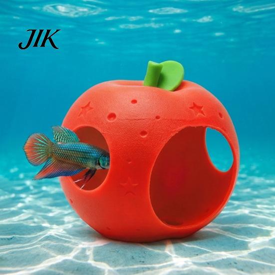 Crystal Shrimp Shelter for Breeding Fruit Aquarium Hide Cave, Apple Pitaya Fish Tank Hideout, 3D Vivid Shaped Decor Printed Decorative Betta And Cave