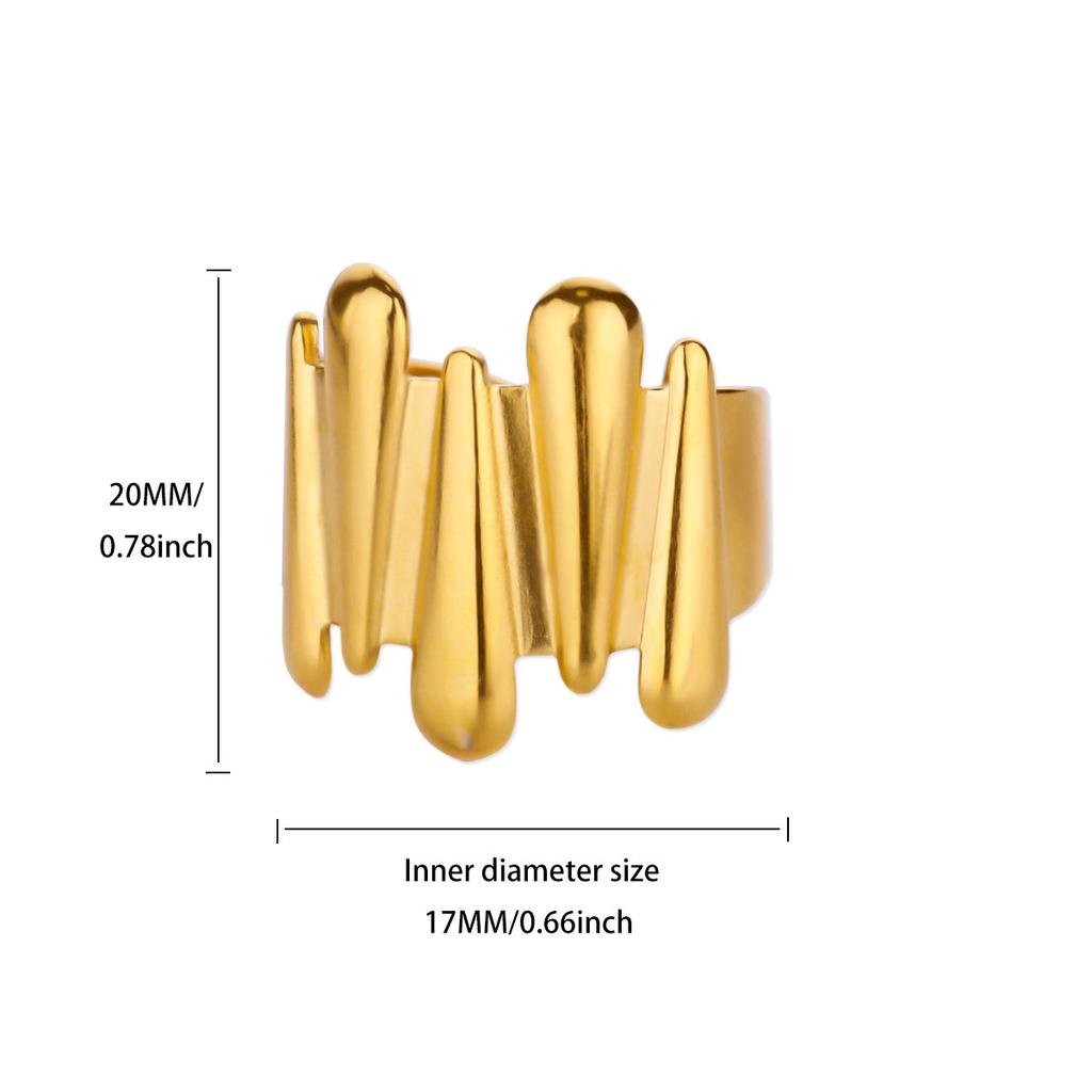 Anneaux Grecques en Acier Inoxydable Plaqué Or 18K Anti-Décoloration Anneau Ouvert pour Femmes Fête Zircon Accessoires Minimalistes Cadeaux 2025