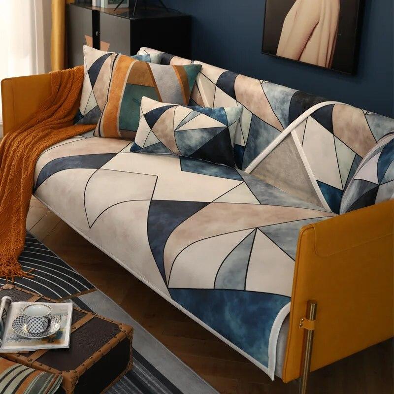 

Новая зимняя жаккардовая подушка для дивана, нескользящая геометрическая простая подушка для дивана, четырехсезонная утепленная подушка, плюшевый чехол для дивана 70x70cm 1pcs