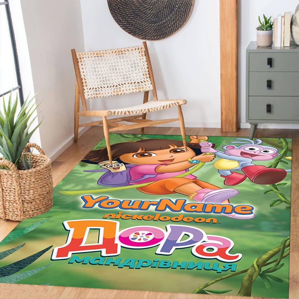 Dora Explorer Customizable Name Floor Rug Office Rug Design for Kitchen Foyer Decorate room Living Rooms Antislip Carpet Anime Office Decor