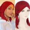 Ruffle Trim Women's Hijab Pleated Hair Cap Trendy Turban