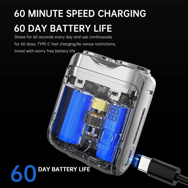 Elektrischer Smart Rasierer Haushalts-Auto-Rasierer Digitalanzeige Mini Doppelklingen Wiederaufladbarer Rasierer Leistungsstarker Herren Geschenk Rasierer