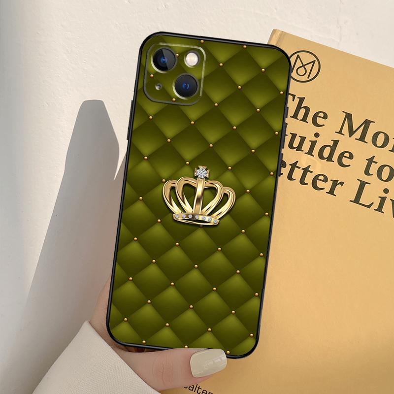 Quilted Texture Sofa Pattern Crown Phone Case For iPhone 17 16 14 13 12 11 15 Pro Max mini XR 16e 15 16 Plus 17 Air Full Cover