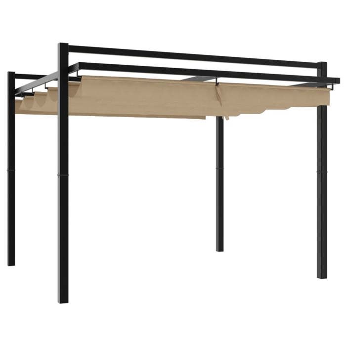 VidaXL Tonnelle de jardin avec toit rétractable taupe 3x3 cm aluminium, tonnelle de jardin, tonnelle de patio, pavillon de 4003970