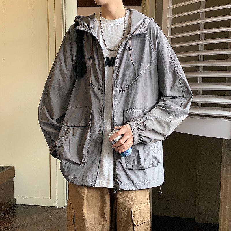 

Summer Windbreaker: Quick-Dry Hooded Sports Jacket with Sun Protection XL сірий колір